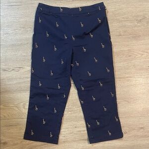 Coldwater Creek Navy Pants with Tan Embroidery